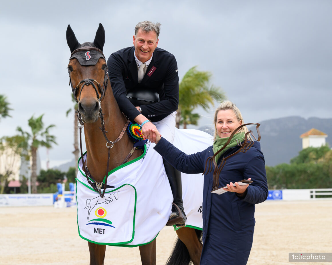 Gold tour 1m50 - Grand Prix, Marc Houtzager, NED, STERREHOF'S DANTE, prize giving Marc Houtzager and Sterrehof’s Dante close off Spring MET II 2025with a win in the CSI3* 1.50m Grand Prixpresented by Oliva Nova Beach & Golf Resort